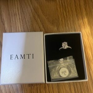EAMTI 3CT 925 Sterling Silver Engagement Rings Oval CutCubic Zirconia Size 5